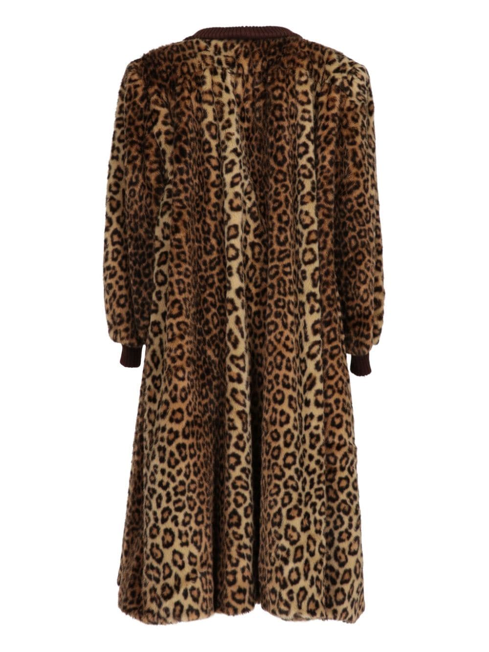 Valentino Garavani Pre-Owned 1980 leopard-print double-breasted coat - Bruin