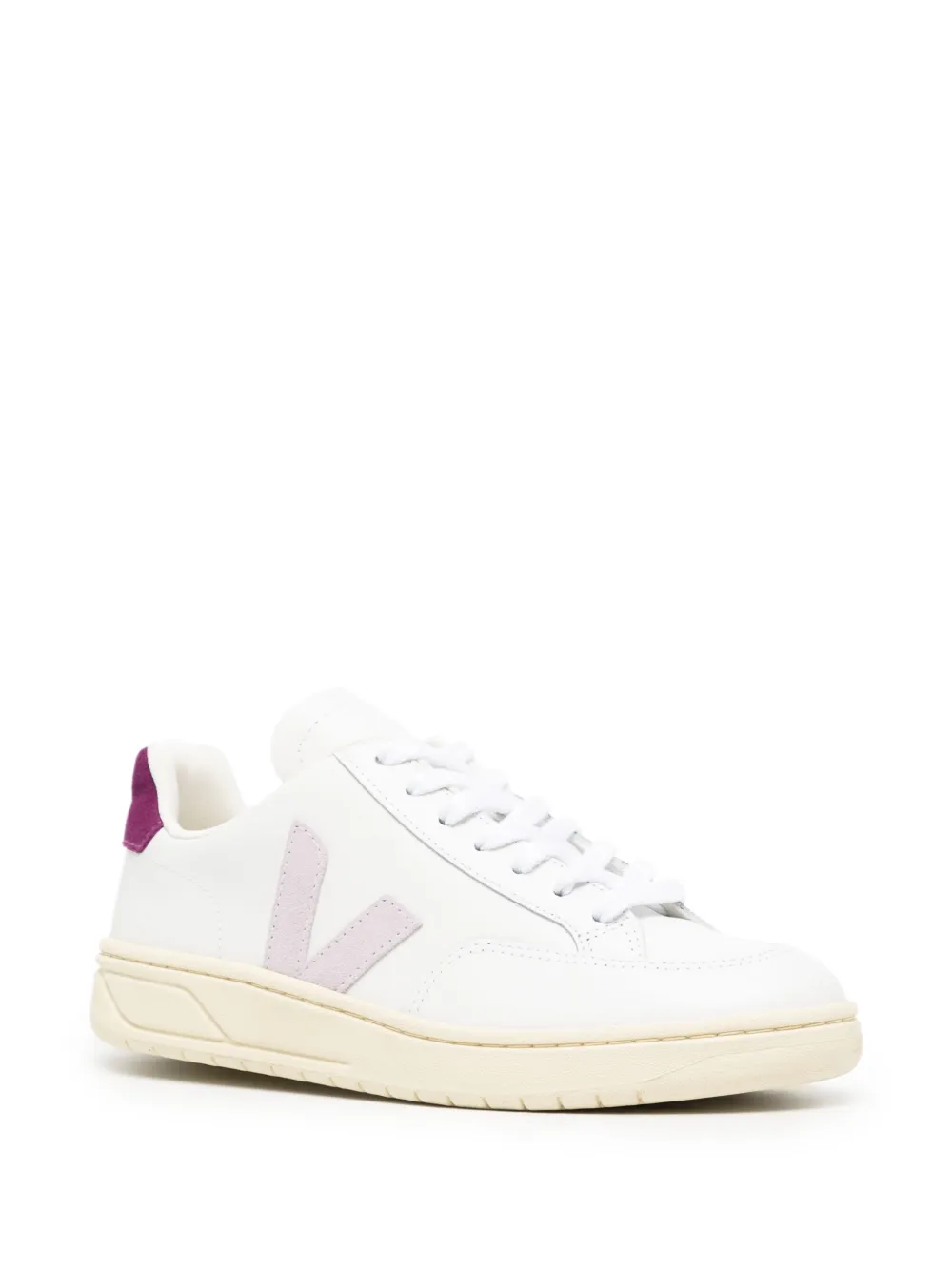 Shop Veja V-12 Panelled Sneakers In White