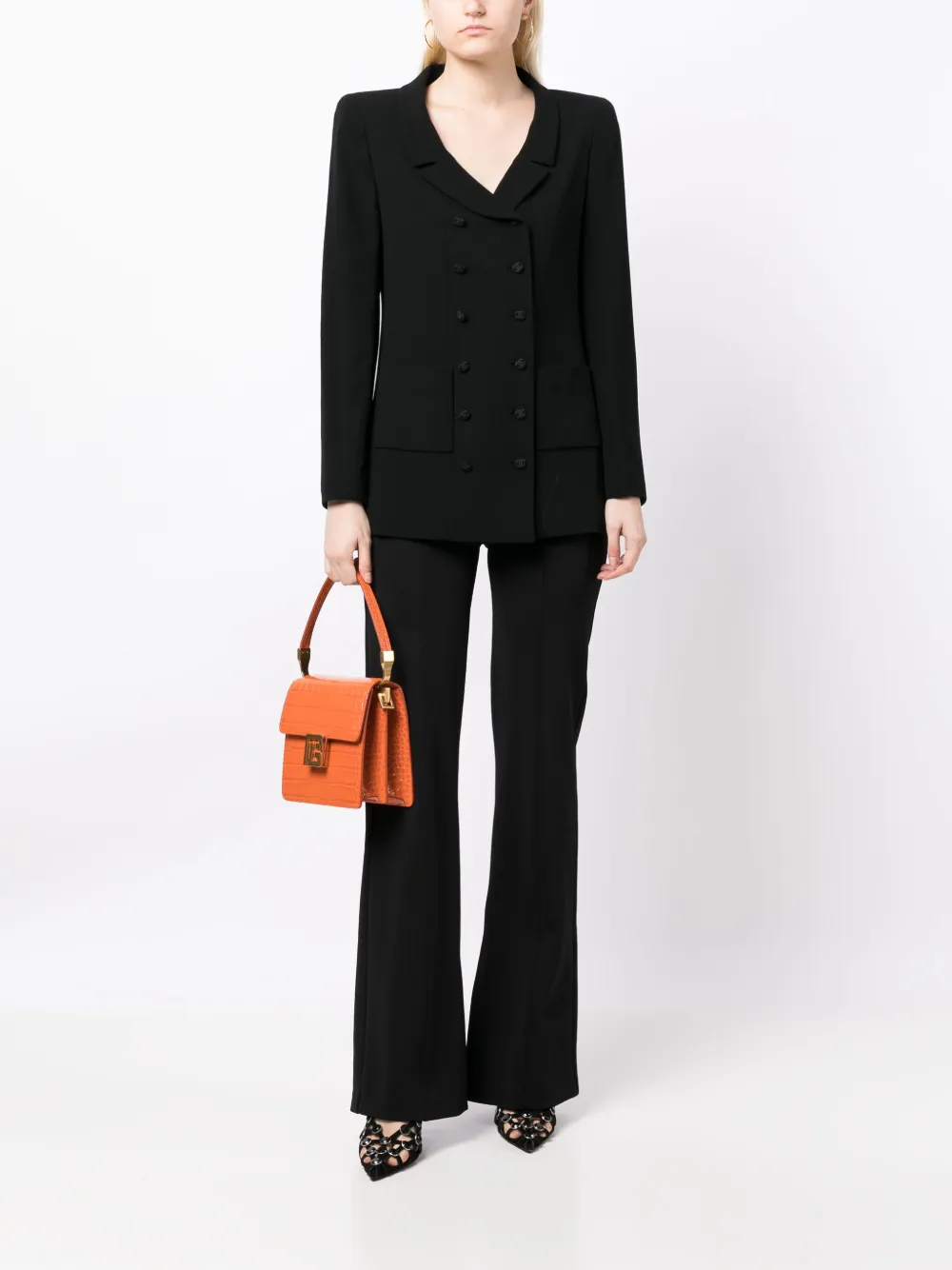 CHANEL Pre-Owned 1998 pre-owned blazer met dubbele rij knopen - Zwart