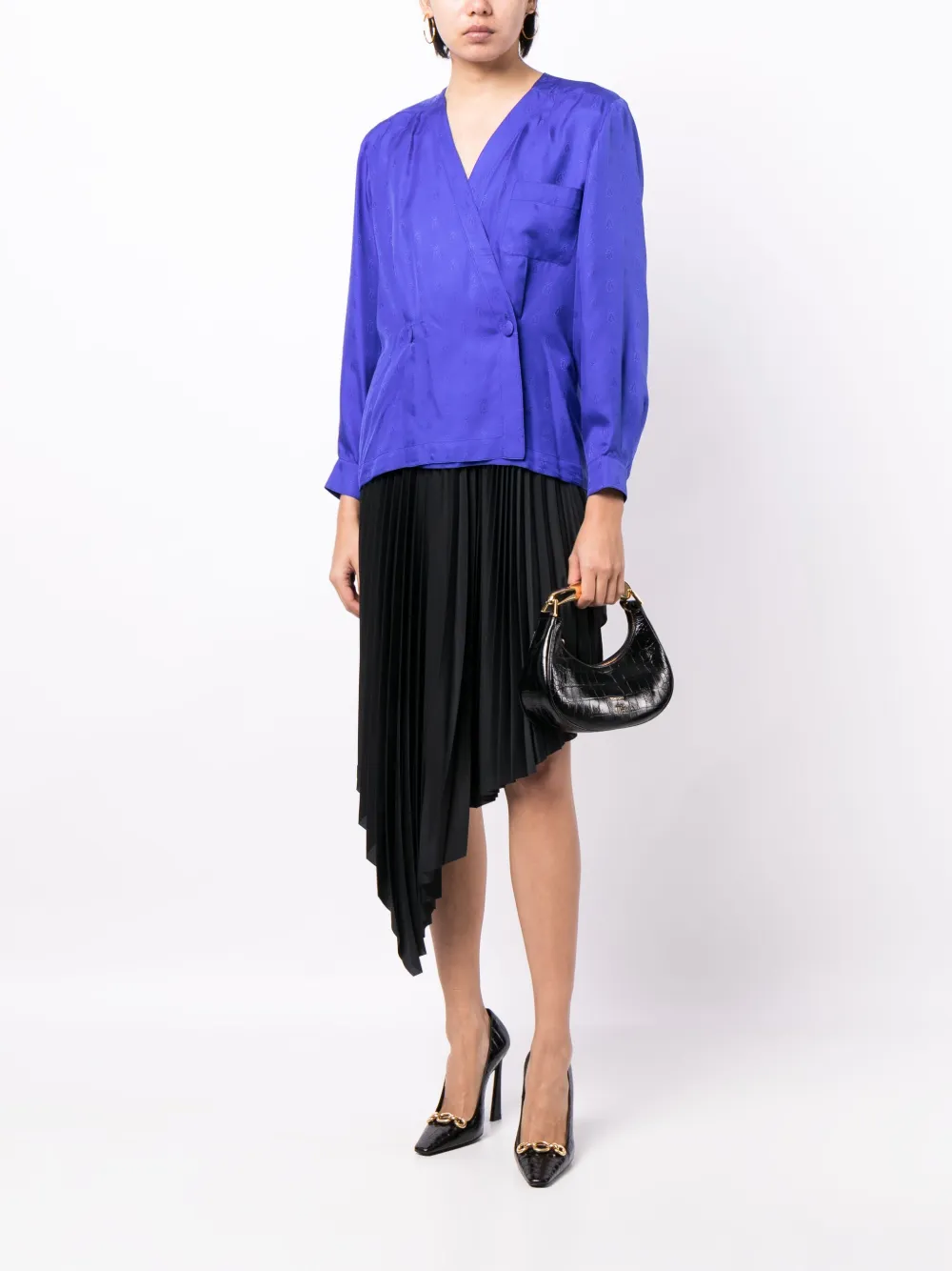 Hermès 1990-2000 pre-owned blouse met jacquard - Blauw