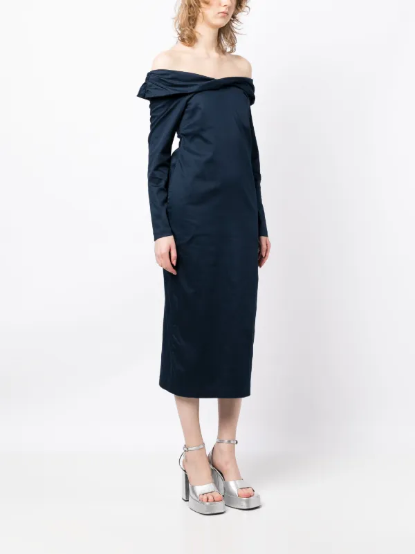 Kika Vargas off shoulder long sleeve Midi Dress Farfetch