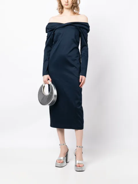 Kika Vargas off-shoulder long-sleeve midi dress ALIETTEFW - 1