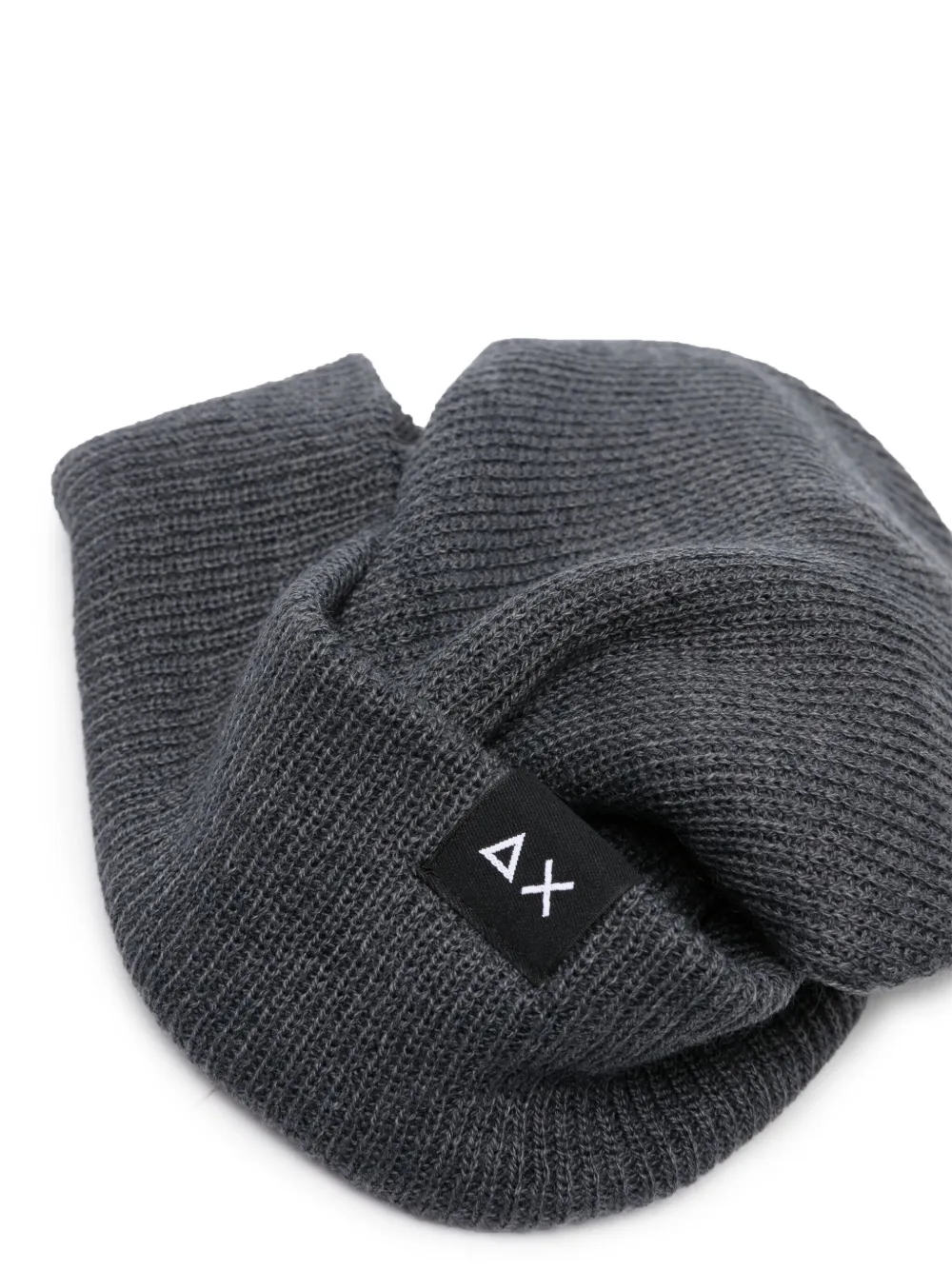 Shop Sun 68 Logo-tag Knitted Beanie In Grey