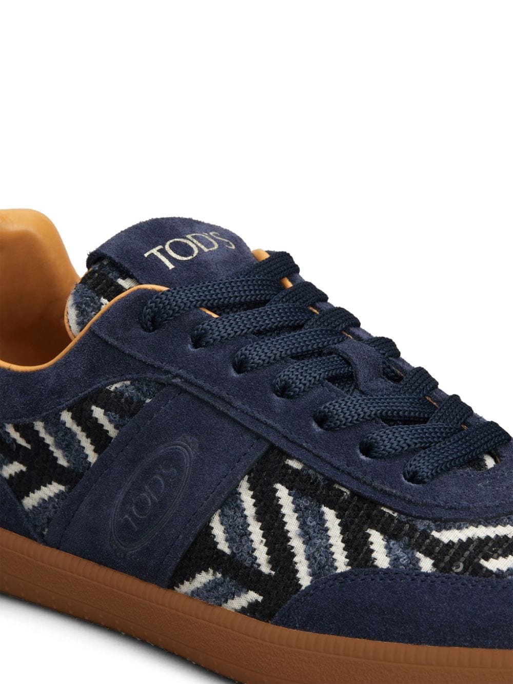 Shop Tod's Suede Patchwork Sneakers In Blue