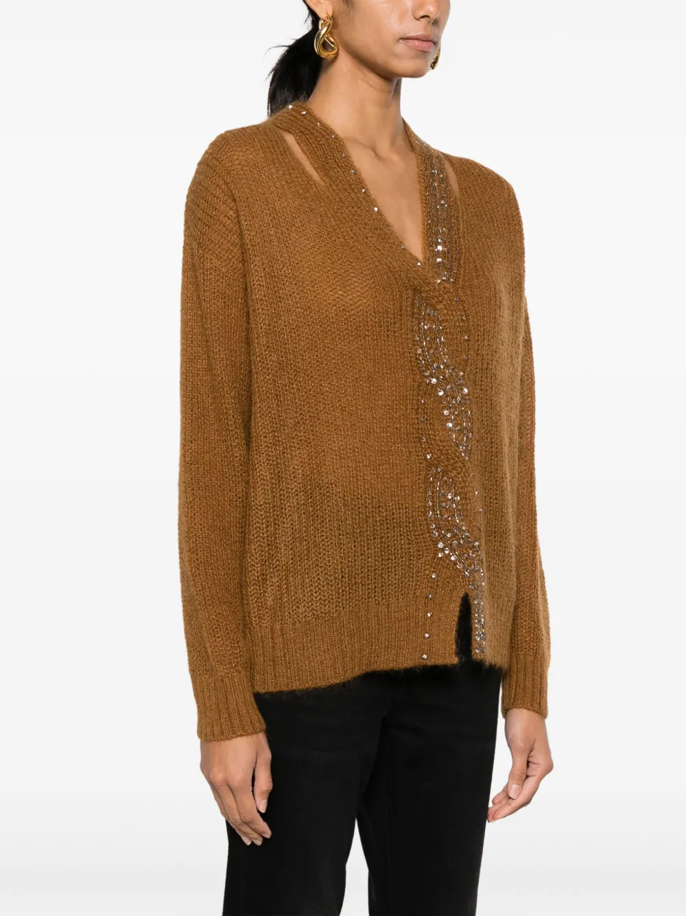 TWINSET Trui met stras Bruin