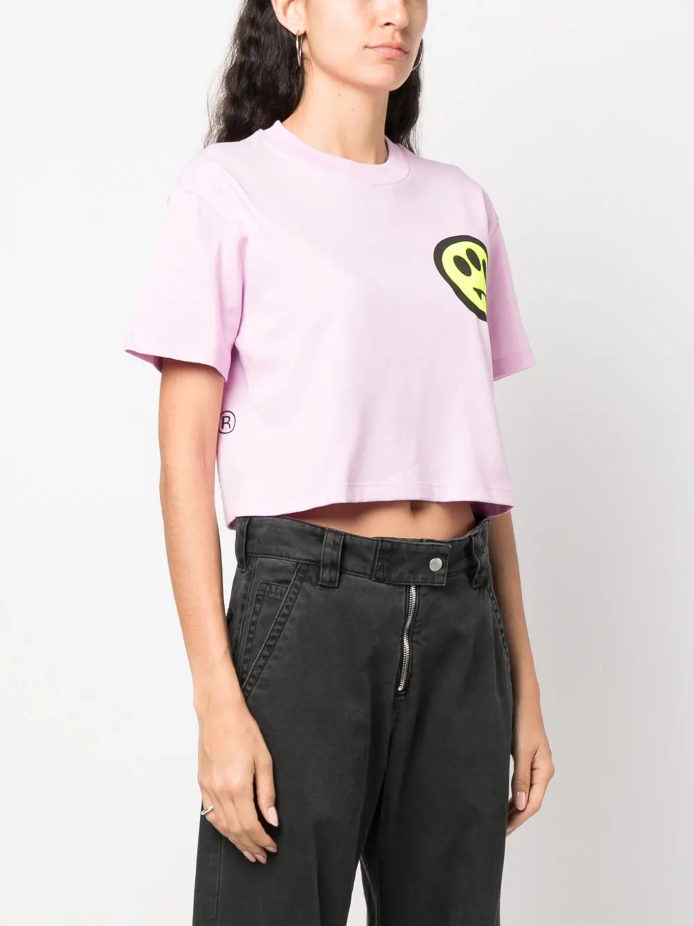 Barrow Logo-print Cropped Cotton T-shirt In Pink