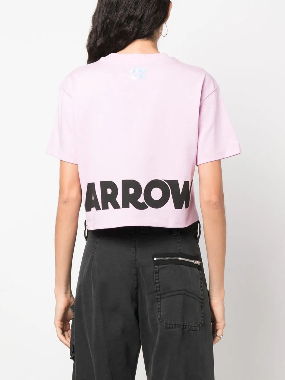 Barrow Logo-print Cropped Cotton T-shirt In Pink