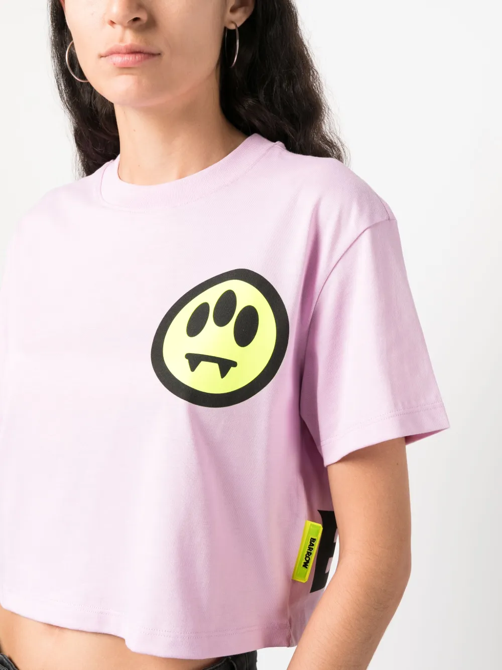 Barrow Logo-print Cropped Cotton T-shirt In Pink