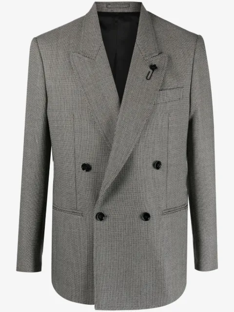 Lardini micro-dot double-breasted wool blazer
