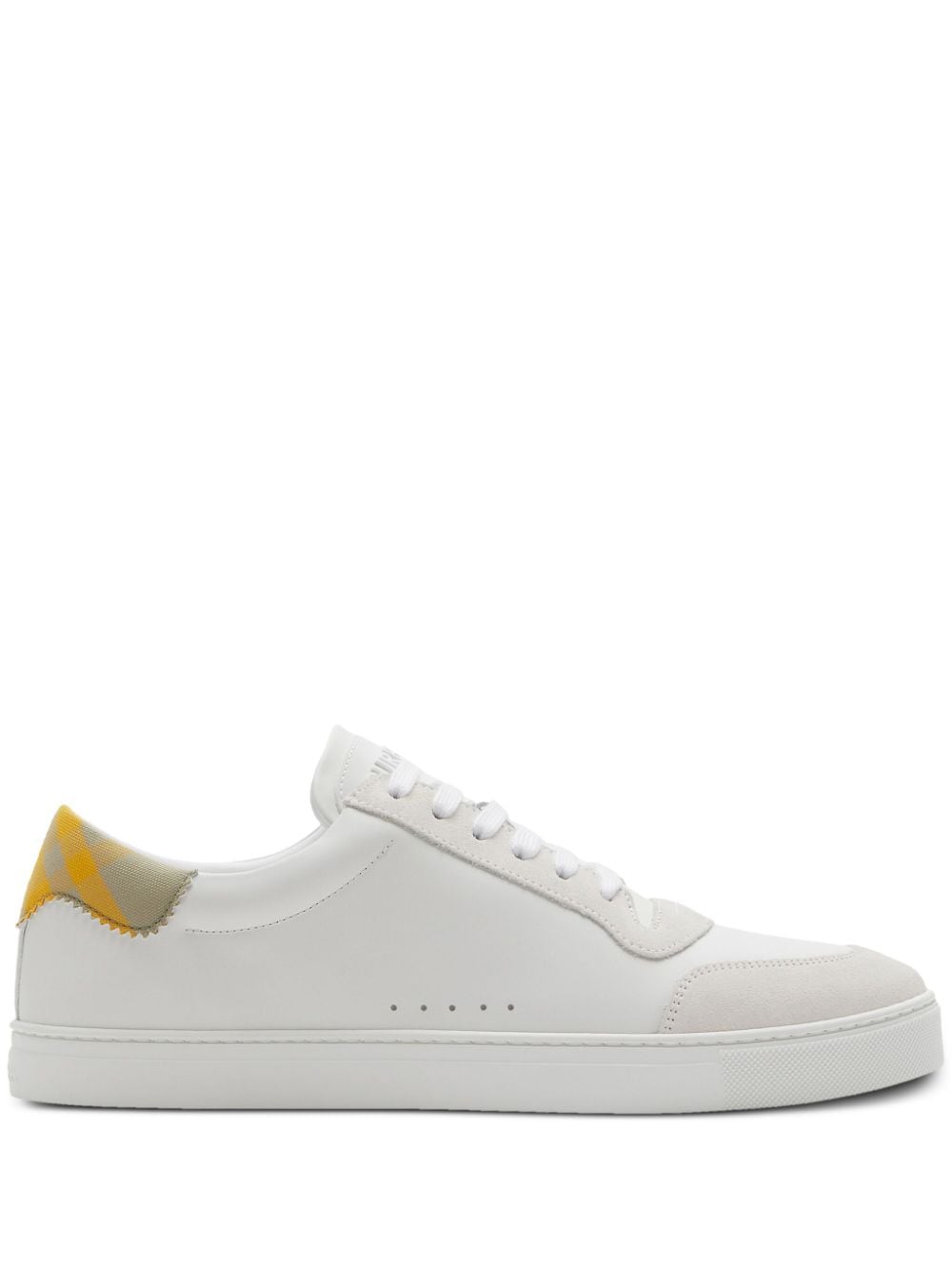 Shop Burberry Lace-up Leather Sneakers In White