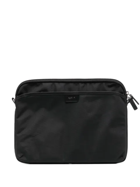 agnès b.  logo-patch zipped laptop bag