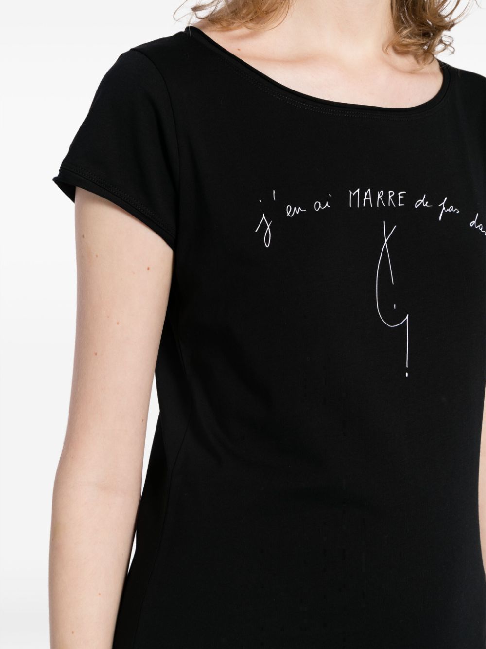 Shop Agnès B. Slogan-print Cotton T-shirt In Black