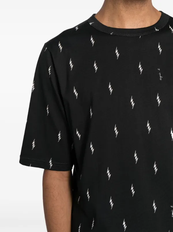 Agnès b. thunder-print Cotton T-shirt | Black | FARFETCH AZ