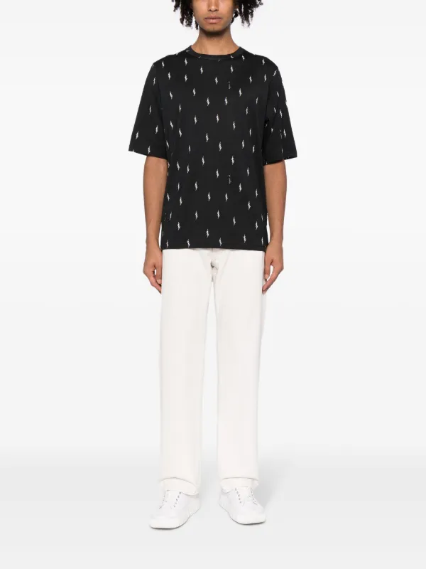 Agnès b. thunder-print Cotton T-shirt | Black | FARFETCH AZ