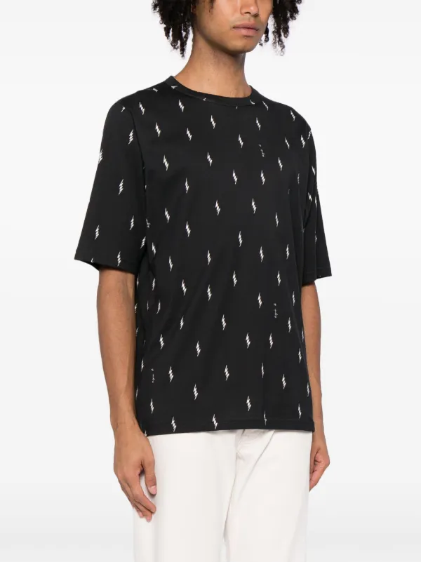 Agnès b. thunder-print Cotton T-shirt | Black | FARFETCH AZ