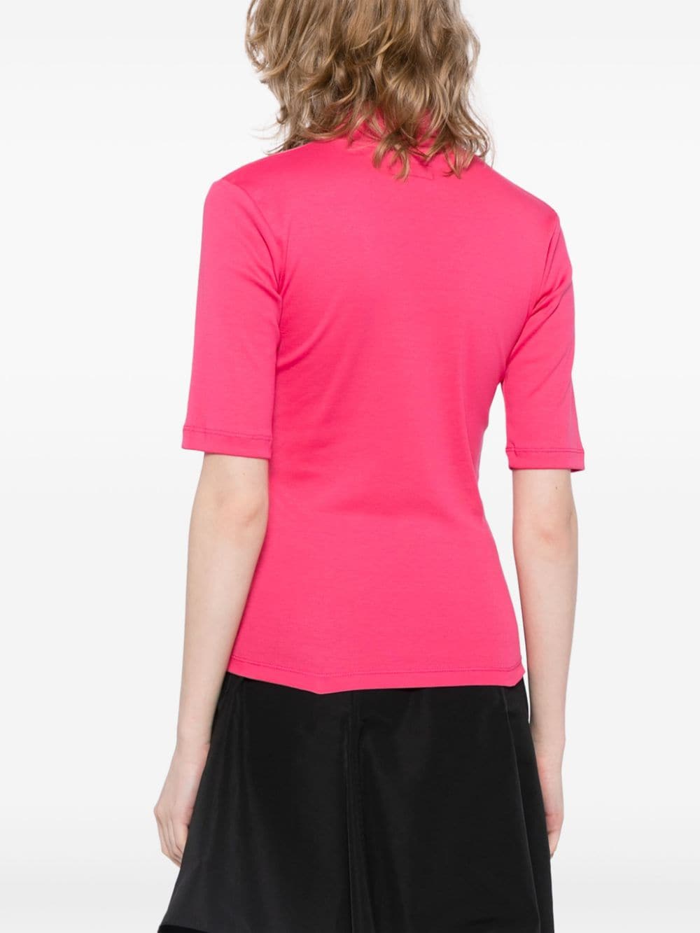 Shop Agnès B. Mock-neck Cotton T-shirt In Pink
