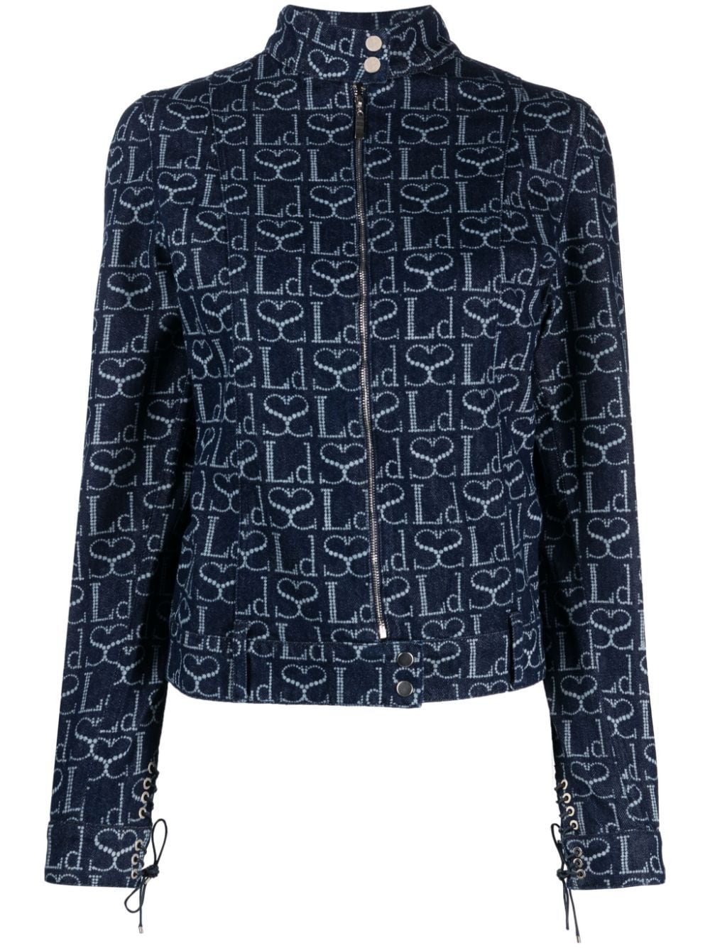 Shop Ludovic De Saint Sernin Monogram-print Denim Jacket In Blue