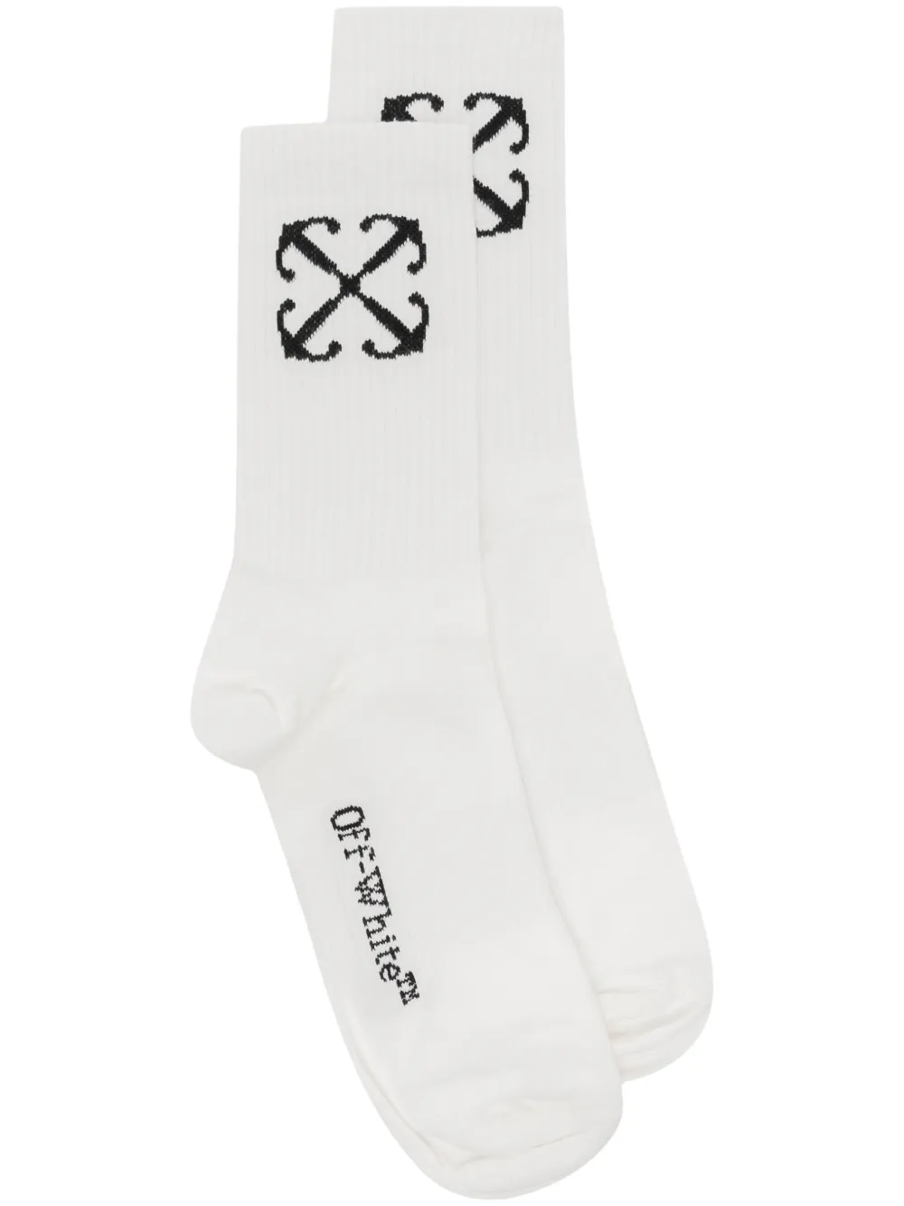Off-white Arrows-motif Cotton Socks In 白色