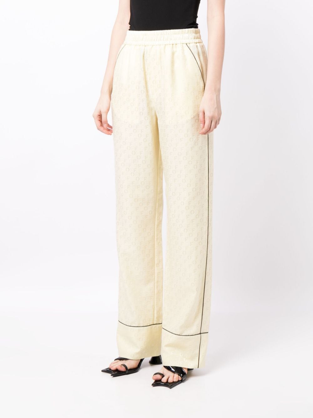 Shop Off-white Logo-jacquard Elasticated Trousers In Gelb
