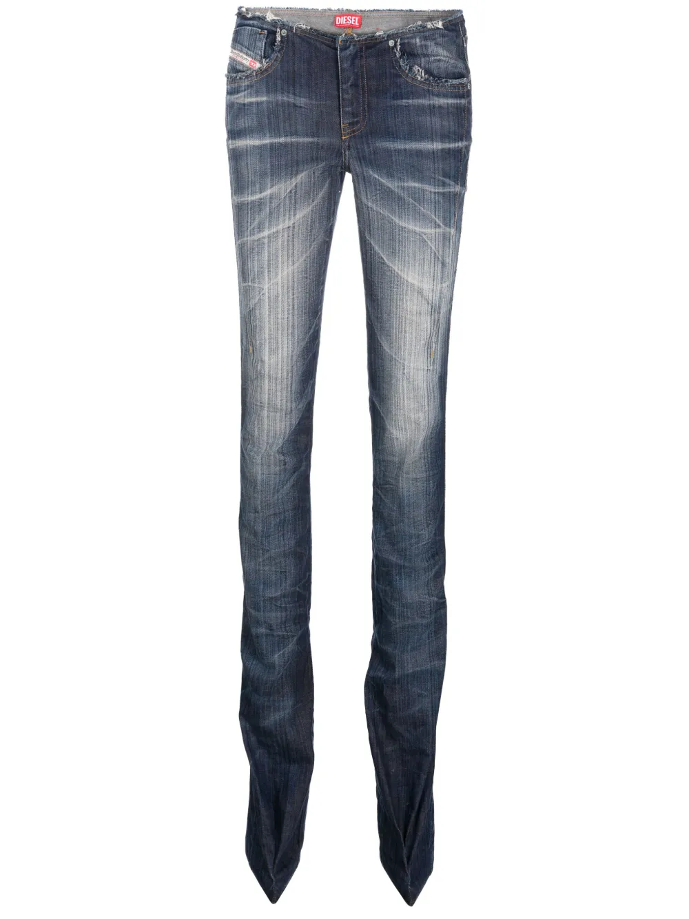 Diesel Heeled Low-rise Bootcut Jeans In Blue