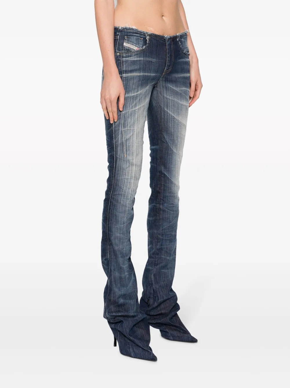 Diesel Heeled Low-rise Bootcut Jeans In Blue