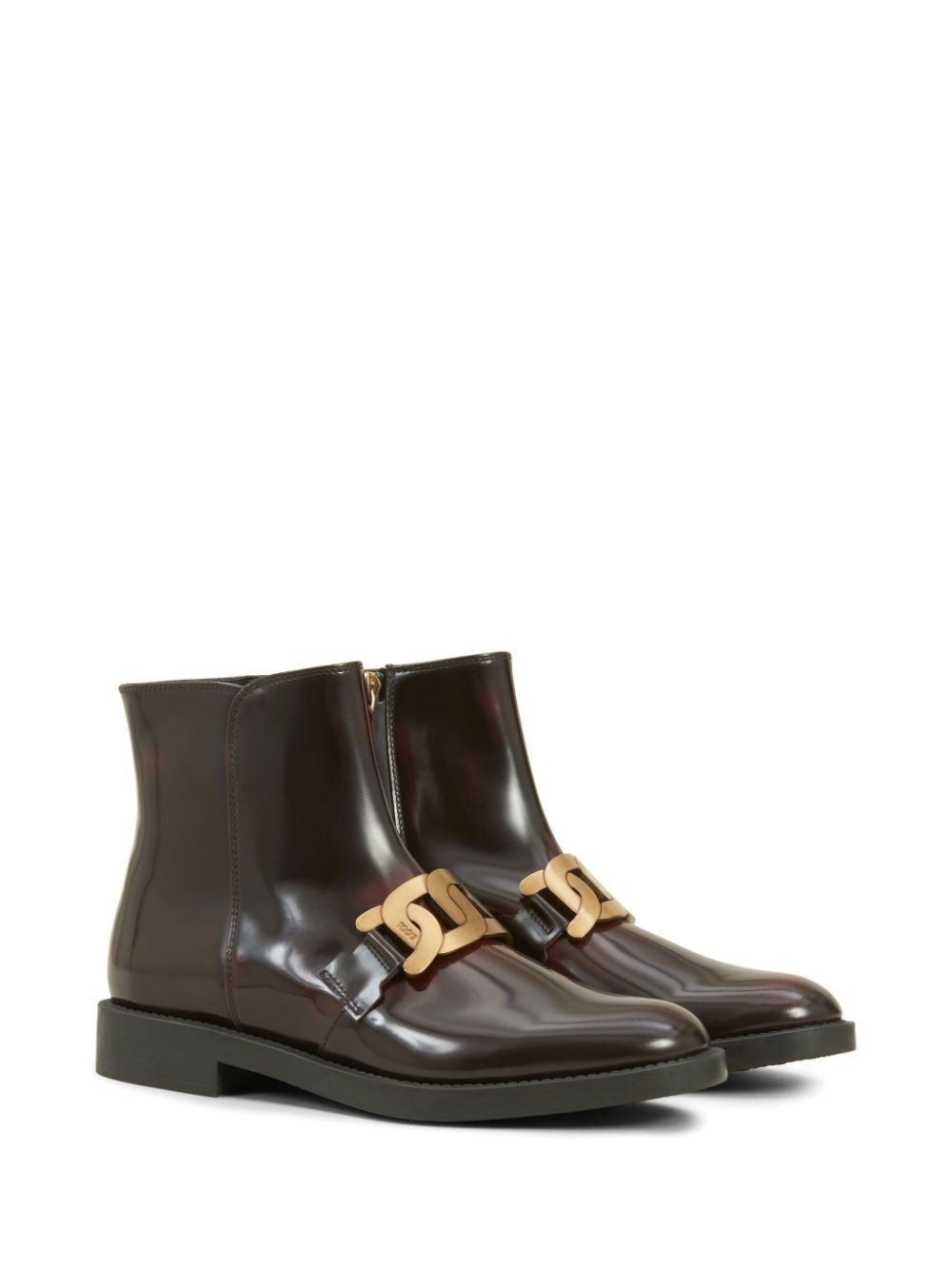 Tod's logo-plaque leather ankle boots - Bruin