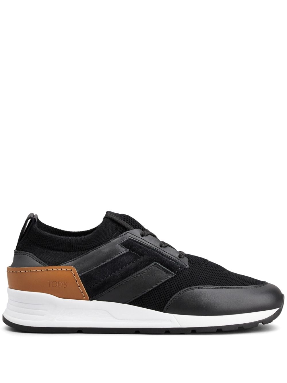 Shop Tod's Logo-patch Leather Sneakers In Schwarz