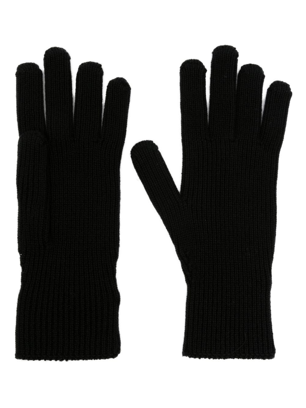 MONCLER LOGO-PATCH RIBBED GLOVES