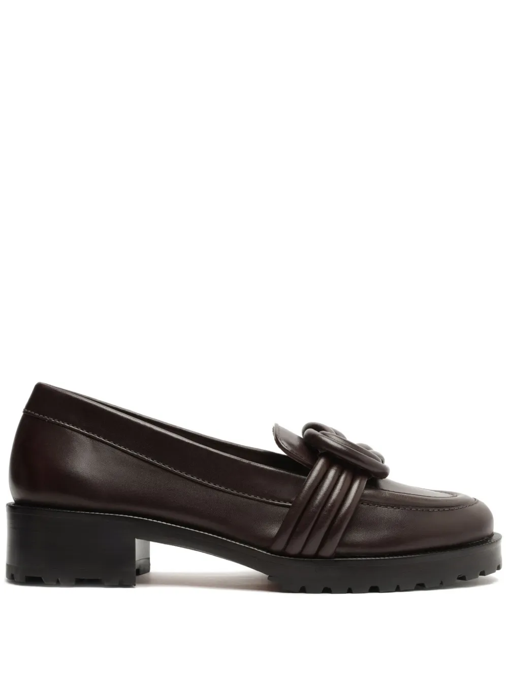 Shop Alexandre Birman Vicky Knot-detail Leather Loafers In Brown