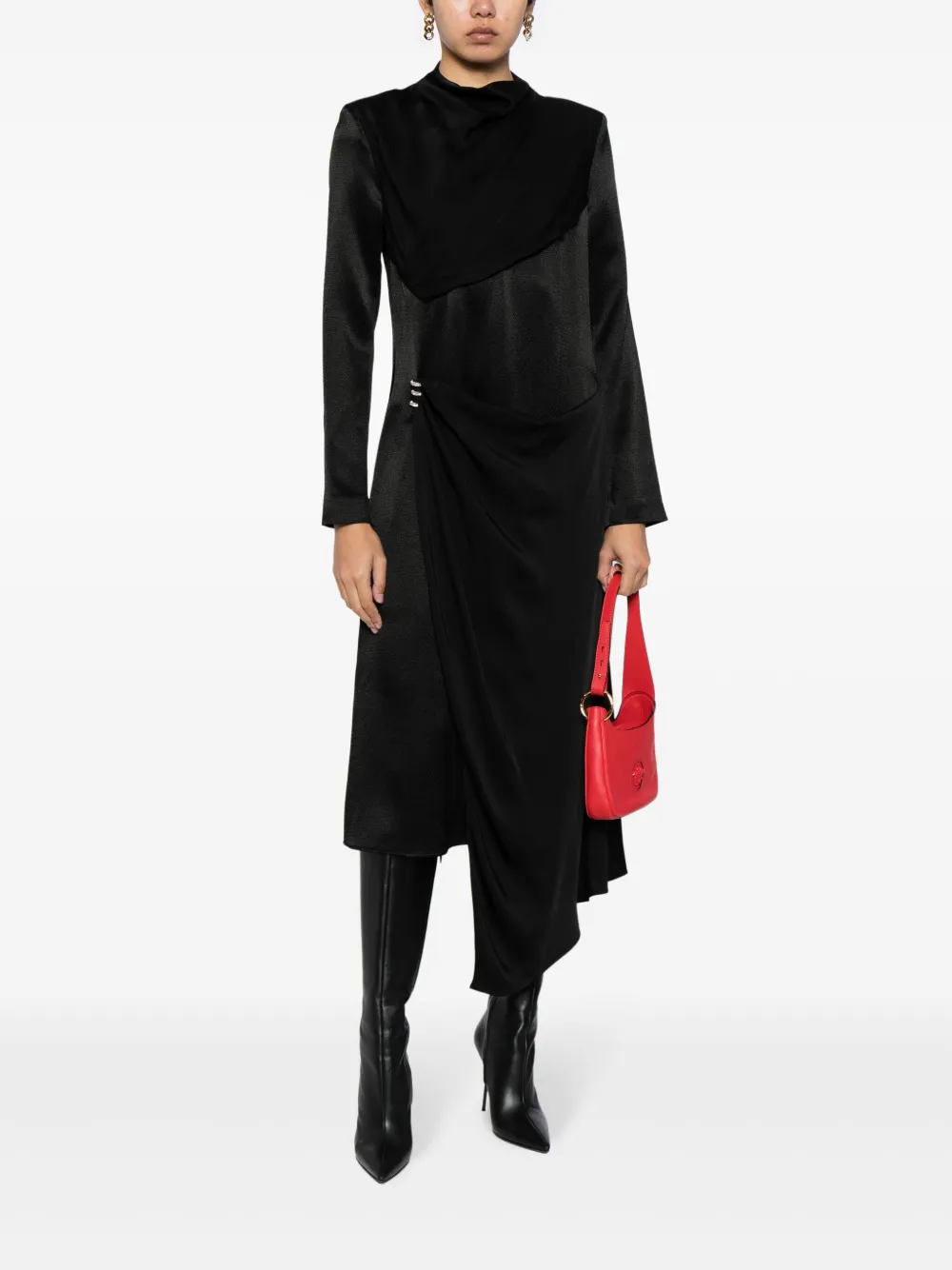 Givenchy crystal-embellished satin midi dress - Zwart