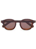 Zegna marbled-pattern round-frame sunglasses - Brown