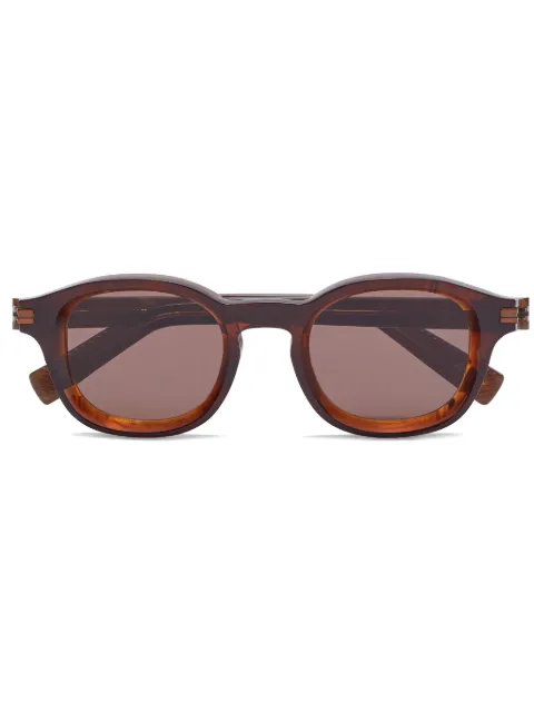Zegna marbled-pattern round-frame sunglasses