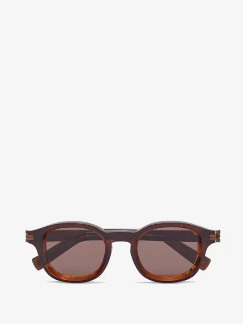 Zegna marbled-pattern round-frame sunglasses