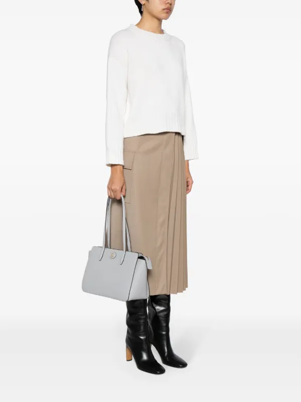 Tory Burch Small Robinson Leather Tote Bag Grey FARFETCH AO