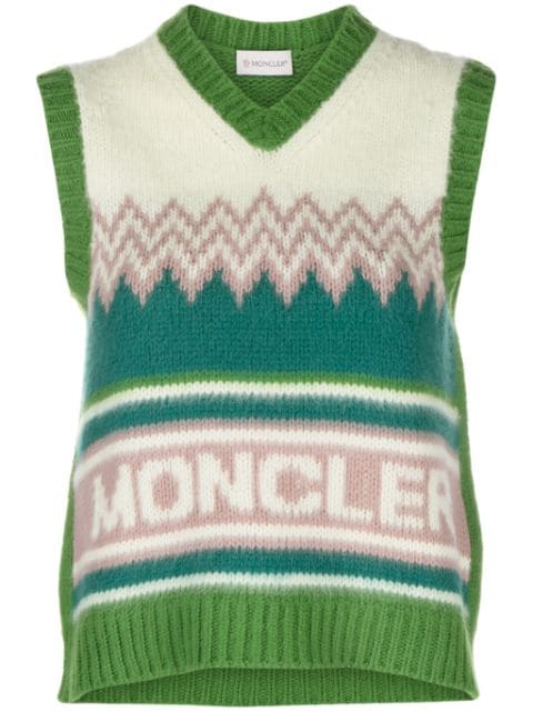 Moncler chaleco con logo en intarsia