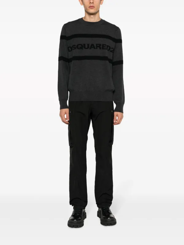 DSQUARED2 intarsia-logo Wool Jumper | Grey | FARFETCH ID