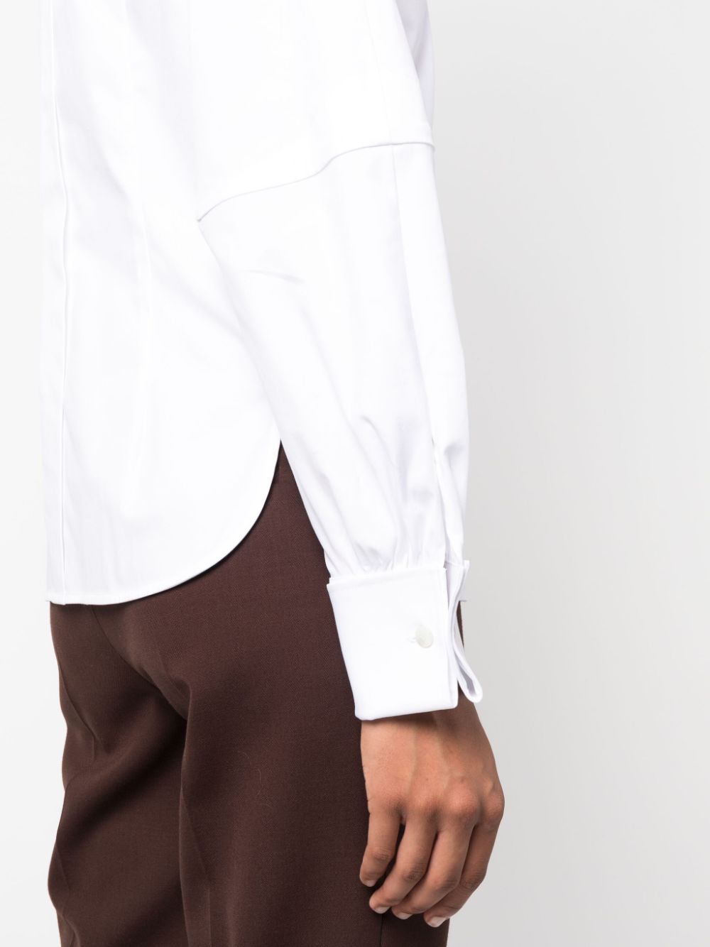 Shop Max Mara Pointed-collar Stretch-cotton Shirt In White
