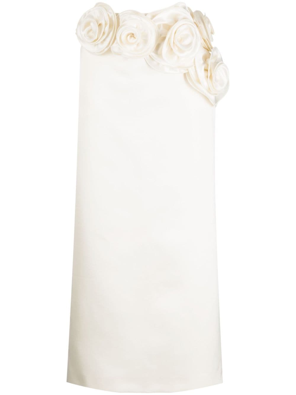 Magda Butrym Floral-appliqué Silk Midi Skirt In White