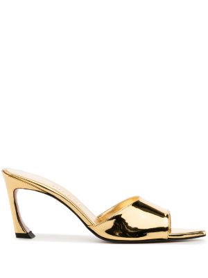 Gold high heel online mules