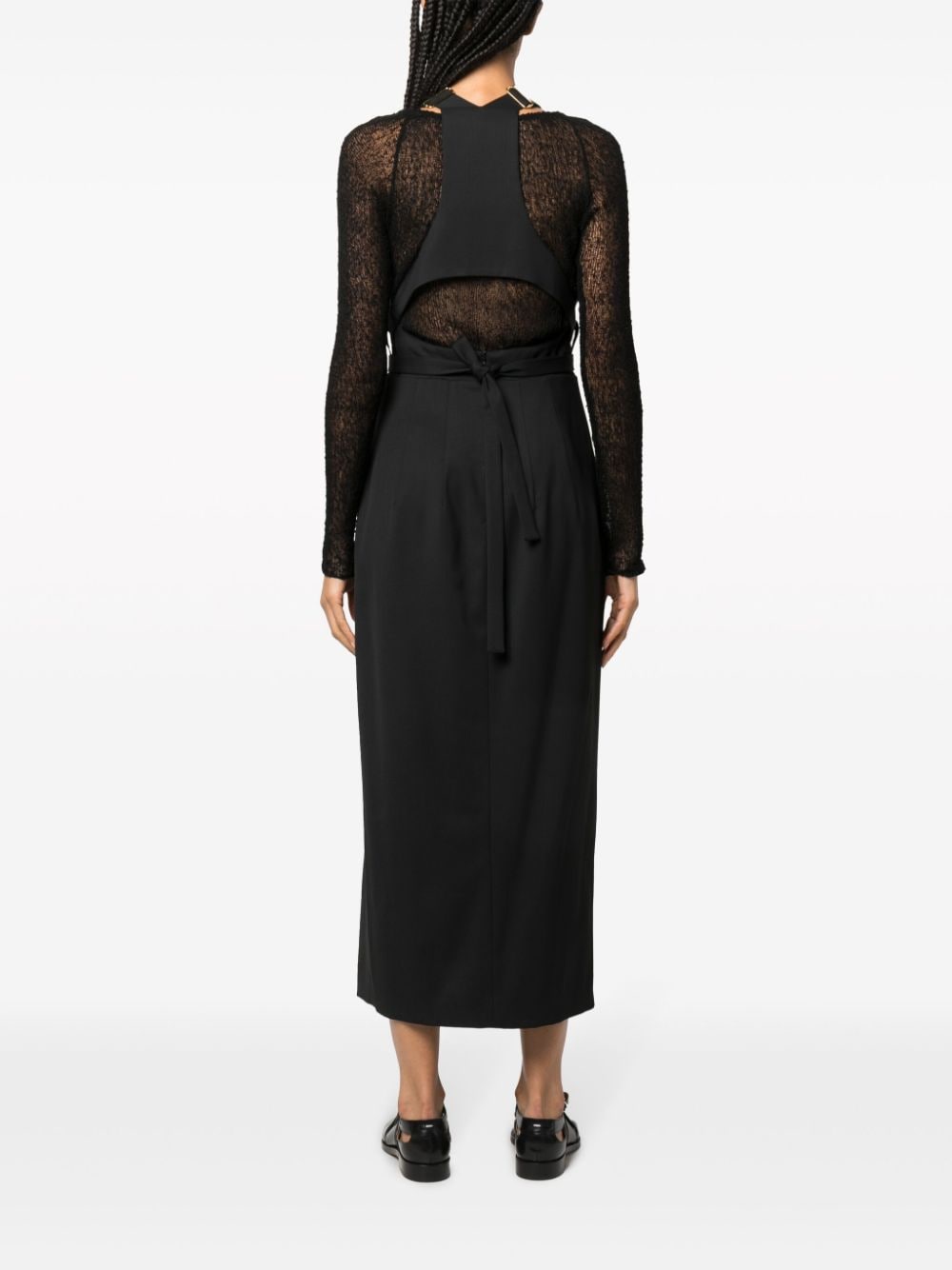 Shop Patou Virgin Wool-blend Pinafore Dress In Black