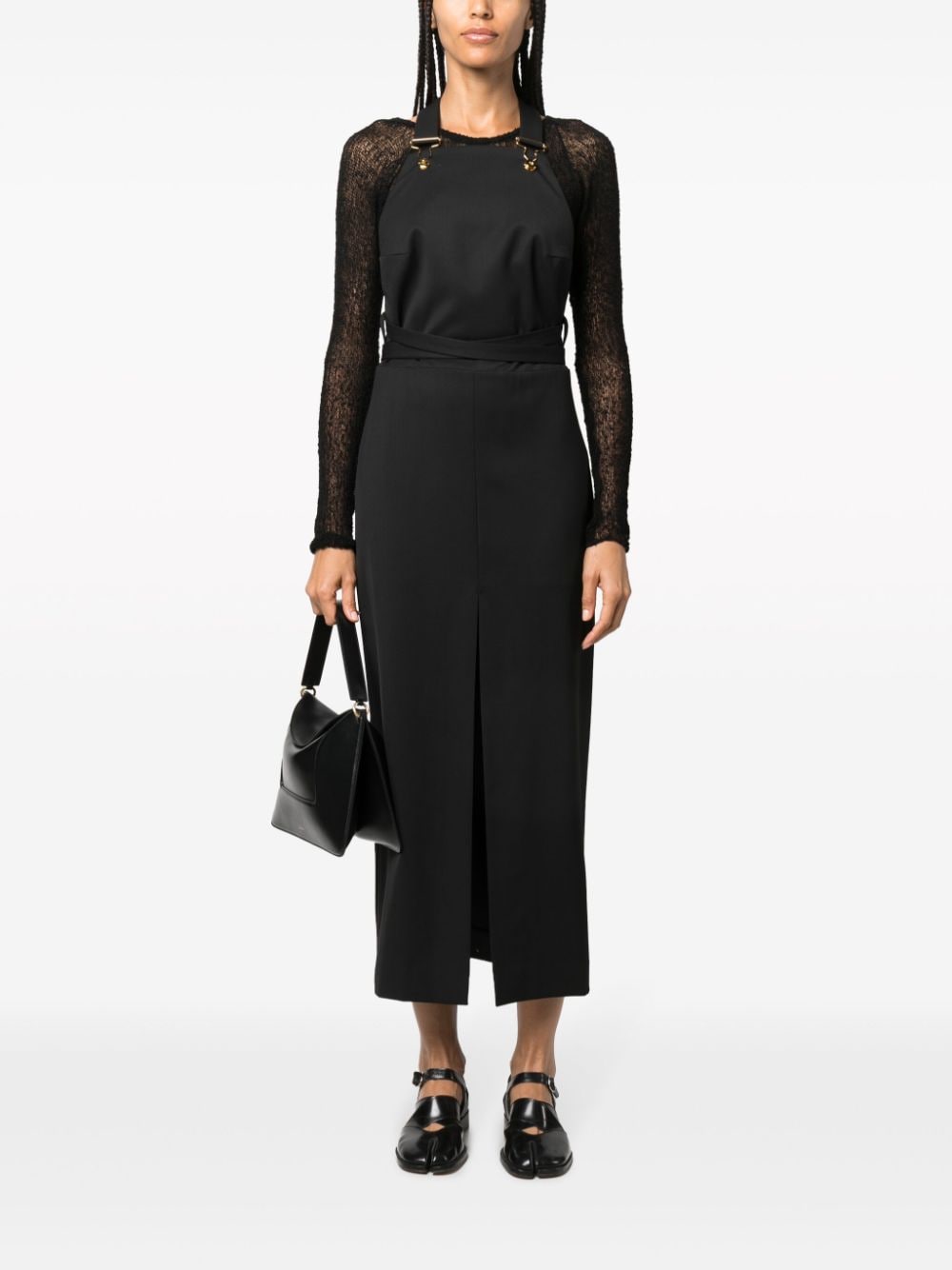 Shop Patou Virgin Wool-blend Pinafore Dress In Black