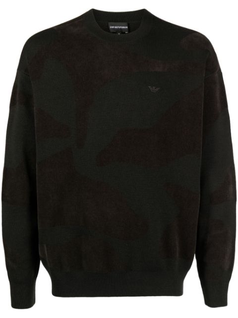 Emporio Armani logo-embroidered camouflage-pattern jumper Men