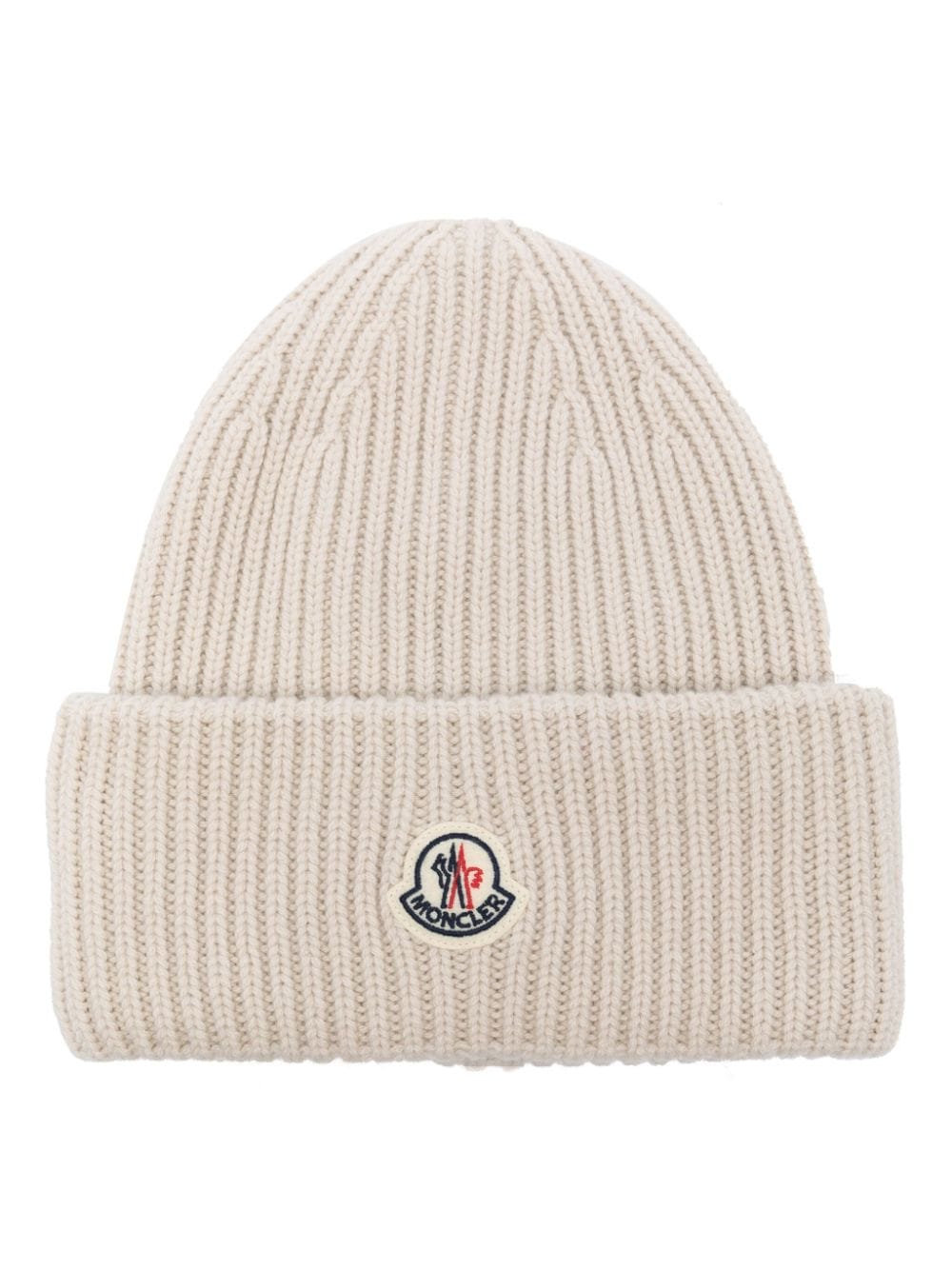 MONCLER LOGO-PATCH RIBBED-KNIT BEANIE