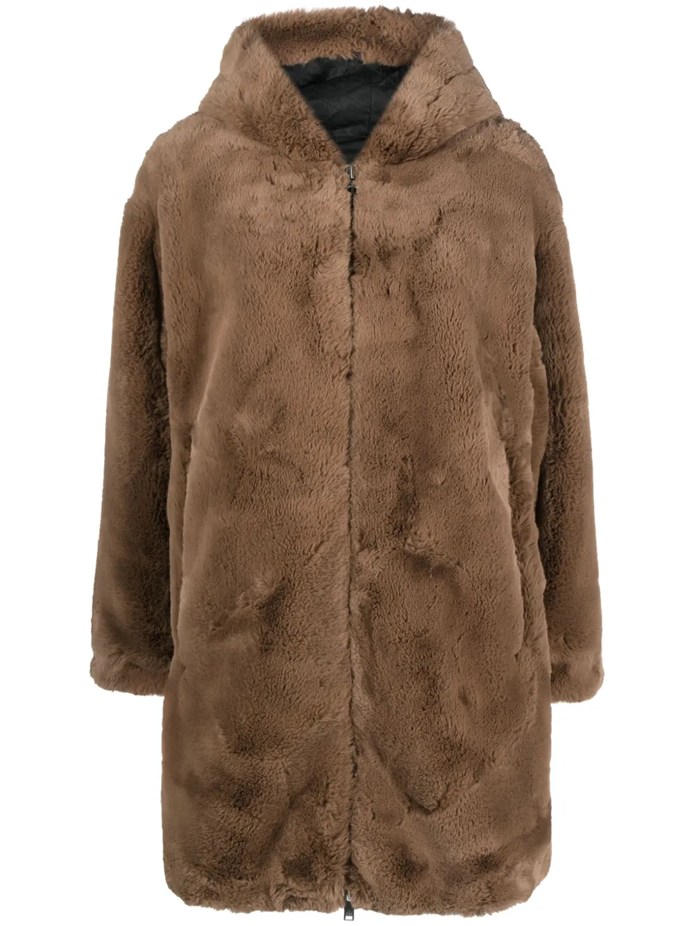 Moose Knuckles Faux-Fur Hooded Coat - Brown