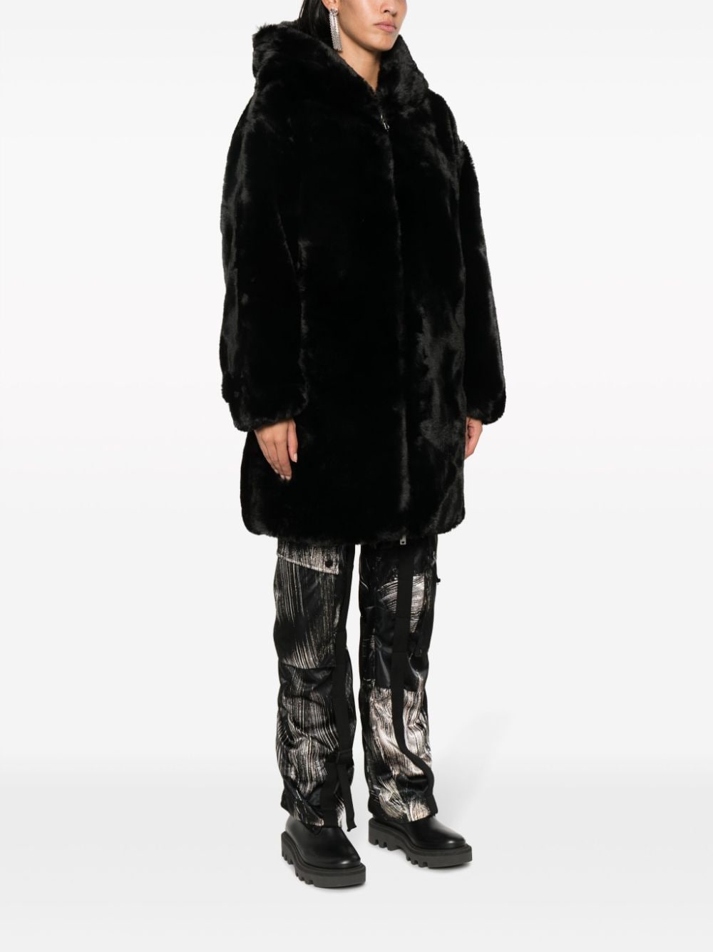 Shop Moose Knuckles Faux-fur Hooded Coat In Black