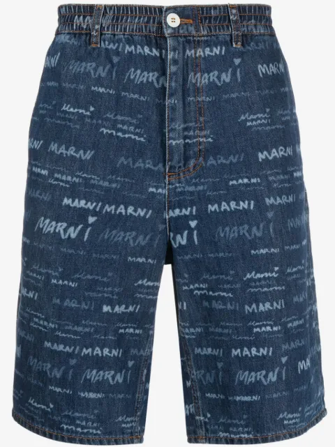 Marni short en jean à logo imprimé