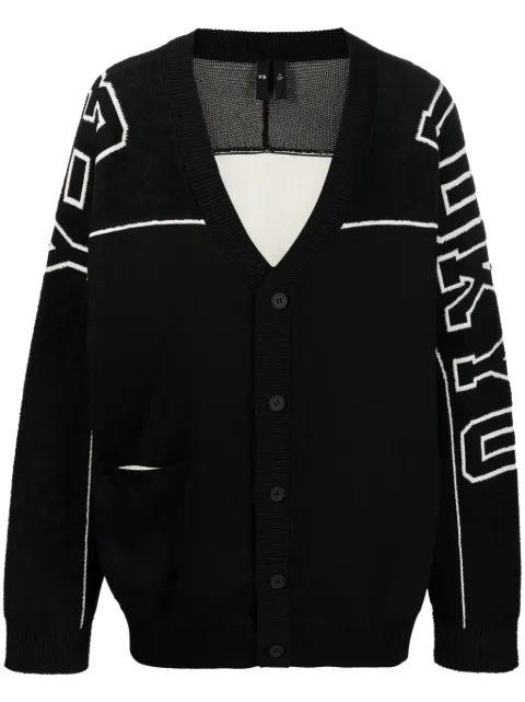 Y-3 intarsia-knit logo V-neck cardigan