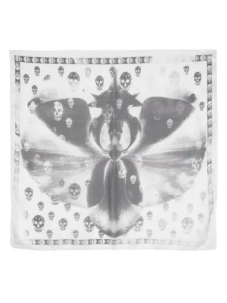 Alexander McQueen Orchid Classic Skull Silk Scarf | Black