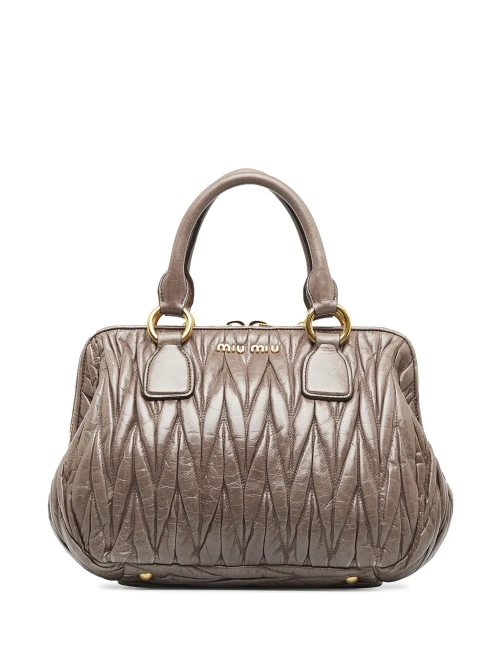 Miu Miu Pre-Owned Matelasse logo lettering handbag - Marrone