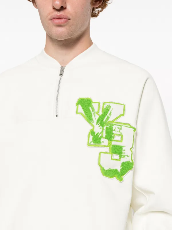 Y-3 logo-patch Organic Cotton Sweatshirt | White | FARFETCH IN 